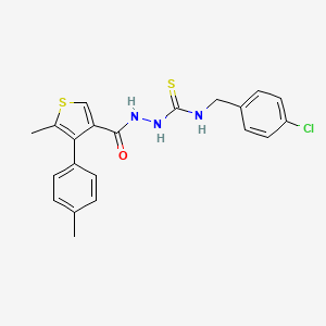 molecular formula C21H20ClN3OS2 B4760841 N-(4-chlorobenzyl)-2-{[5-methyl-4-(4-methylphenyl)-3-thienyl]carbonyl}hydrazinecarbothioamide 
