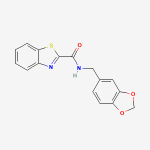 molecular formula C16H12N2O3S B4760897 N-(1,3-benzodioxol-5-ylmethyl)-1,3-benzothiazole-2-carboxamide 