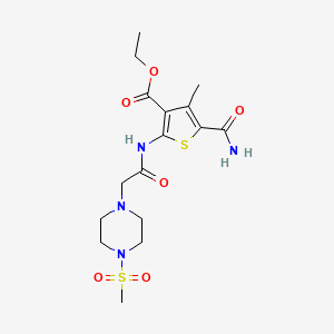 molecular formula C16H24N4O6S2 B4760903 ethyl 5-(aminocarbonyl)-4-methyl-2-({[4-(methylsulfonyl)-1-piperazinyl]acetyl}amino)-3-thiophenecarboxylate 