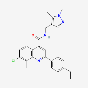molecular formula C25H25ClN4O B4760926 7-chloro-N-[(1,5-dimethyl-1H-pyrazol-4-yl)methyl]-2-(4-ethylphenyl)-8-methyl-4-quinolinecarboxamide 