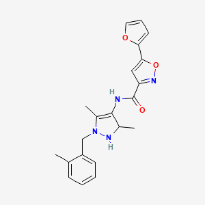 molecular formula C21H22N4O3 B4760942 N-[3,5-dimethyl-1-(2-methylbenzyl)-2,3-dihydro-1H-pyrazol-4-yl]-5-(2-furyl)-3-isoxazolecarboxamide 