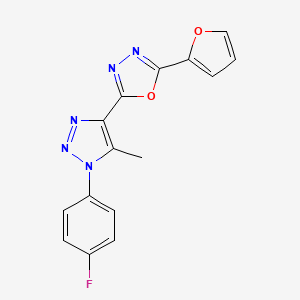 molecular formula C15H10FN5O2 B4760951 2-[1-(4-fluorophenyl)-5-methyl-1H-1,2,3-triazol-4-yl]-5-(2-furyl)-1,3,4-oxadiazole 