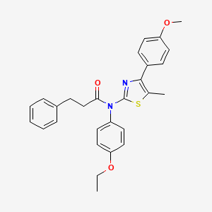 molecular formula C28H28N2O3S B4760975 N-(4-ethoxyphenyl)-N-[4-(4-methoxyphenyl)-5-methyl-1,3-thiazol-2-yl]-3-phenylpropanamide 