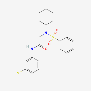 molecular formula C21H26N2O3S2 B4760978 N~2~-cyclohexyl-N~1~-[3-(methylthio)phenyl]-N~2~-(phenylsulfonyl)glycinamide 