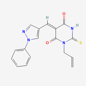 molecular formula C17H14N4O2S B4760986 1-allyl-5-[(1-phenyl-1H-pyrazol-4-yl)methylene]-2-thioxodihydro-4,6(1H,5H)-pyrimidinedione 