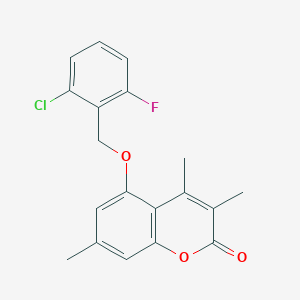 molecular formula C19H16ClFO3 B4760992 5-[(2-chloro-6-fluorobenzyl)oxy]-3,4,7-trimethyl-2H-chromen-2-one 