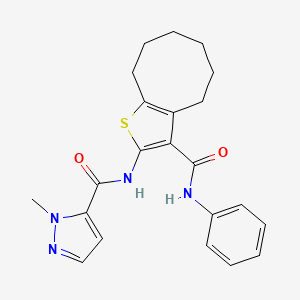 molecular formula C22H24N4O2S B4761002 N-[3-(anilinocarbonyl)-4,5,6,7,8,9-hexahydrocycloocta[b]thien-2-yl]-1-methyl-1H-pyrazole-5-carboxamide 