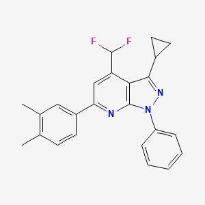 molecular formula C24H21F2N3 B4761055 3-cyclopropyl-4-(difluoromethyl)-6-(3,4-dimethylphenyl)-1-phenyl-1H-pyrazolo[3,4-b]pyridine 