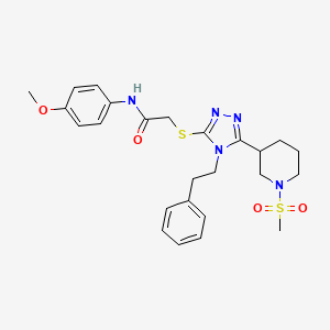 molecular formula C25H31N5O4S2 B4761098 N-(4-methoxyphenyl)-2-{[5-[1-(methylsulfonyl)-3-piperidinyl]-4-(2-phenylethyl)-4H-1,2,4-triazol-3-yl]thio}acetamide 