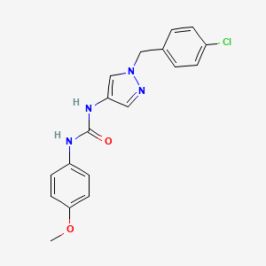 molecular formula C18H17ClN4O2 B4761114 N-[1-(4-chlorobenzyl)-1H-pyrazol-4-yl]-N'-(4-methoxyphenyl)urea 