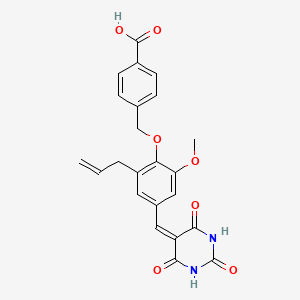 molecular formula C23H20N2O7 B4761128 4-({2-allyl-6-methoxy-4-[(2,4,6-trioxotetrahydro-5(2H)-pyrimidinylidene)methyl]phenoxy}methyl)benzoic acid 
