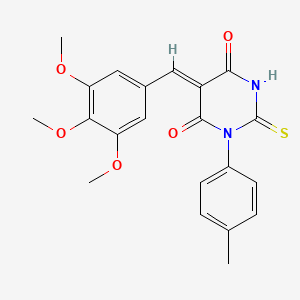 molecular formula C21H20N2O5S B4761164 1-(4-methylphenyl)-2-thioxo-5-(3,4,5-trimethoxybenzylidene)dihydro-4,6(1H,5H)-pyrimidinedione 