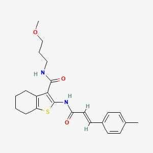 molecular formula C23H28N2O3S B4761213 N-(3-methoxypropyl)-2-{[3-(4-methylphenyl)acryloyl]amino}-4,5,6,7-tetrahydro-1-benzothiophene-3-carboxamide 