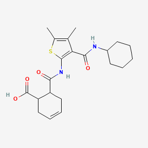 molecular formula C21H28N2O4S B4761238 6-[({3-[(cyclohexylamino)carbonyl]-4,5-dimethyl-2-thienyl}amino)carbonyl]-3-cyclohexene-1-carboxylic acid 