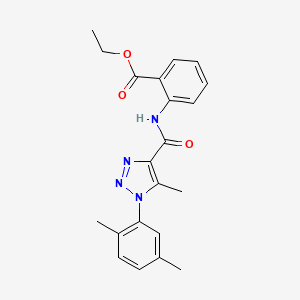 molecular formula C21H22N4O3 B4761242 ethyl 2-({[1-(2,5-dimethylphenyl)-5-methyl-1H-1,2,3-triazol-4-yl]carbonyl}amino)benzoate 