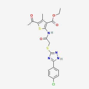molecular formula C20H19ClN4O4S2 B4761267 ethyl 5-acetyl-2-[({[5-(4-chlorophenyl)-4H-1,2,4-triazol-3-yl]thio}acetyl)amino]-4-methyl-3-thiophenecarboxylate 