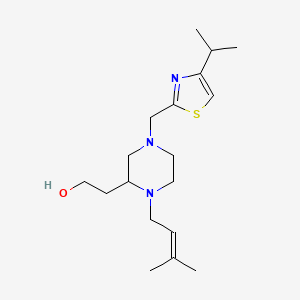 molecular formula C18H31N3OS B4761286 2-[4-[(4-isopropyl-1,3-thiazol-2-yl)methyl]-1-(3-methyl-2-buten-1-yl)-2-piperazinyl]ethanol 