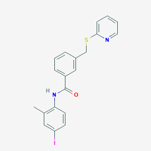 molecular formula C20H17IN2OS B4761300 N-(4-iodo-2-methylphenyl)-3-[(2-pyridinylthio)methyl]benzamide 