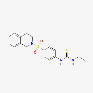molecular formula C18H21N3O2S2 B4761303 N-[4-(3,4-dihydro-2(1H)-isoquinolinylsulfonyl)phenyl]-N'-ethylthiourea 