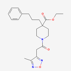 molecular formula C22H29N3O4 B4761311 ethyl 1-[(4-methyl-1,2,5-oxadiazol-3-yl)acetyl]-4-(3-phenylpropyl)-4-piperidinecarboxylate 