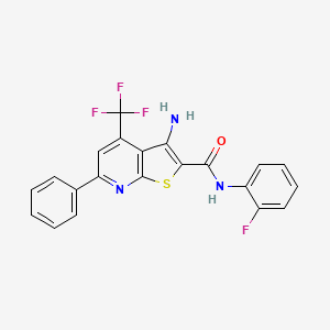 3-amino-N-(2-fluorophenyl)-6-phenyl-4-(trifluoromethyl)thieno[2,3-b]pyridine-2-carboxamide