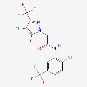 molecular formula C14H9Cl2F6N3O B4761339 2-[4-chloro-5-methyl-3-(trifluoromethyl)-1H-pyrazol-1-yl]-N-[2-chloro-5-(trifluoromethyl)phenyl]acetamide 