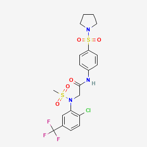 molecular formula C20H21ClF3N3O5S2 B4761371 N~2~-[2-chloro-5-(trifluoromethyl)phenyl]-N~2~-(methylsulfonyl)-N~1~-[4-(1-pyrrolidinylsulfonyl)phenyl]glycinamide 