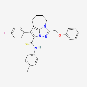 molecular formula C30H27FN4OS B4761396 4-(4-fluorophenyl)-N-(4-methylphenyl)-1-(phenoxymethyl)-5,6,7,8-tetrahydro-2,2a,8a-triazacyclopenta[cd]azulene-3-carbothioamide 