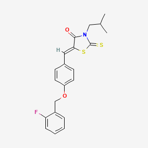 molecular formula C21H20FNO2S2 B4761417 5-{4-[(2-fluorobenzyl)oxy]benzylidene}-3-isobutyl-2-thioxo-1,3-thiazolidin-4-one 