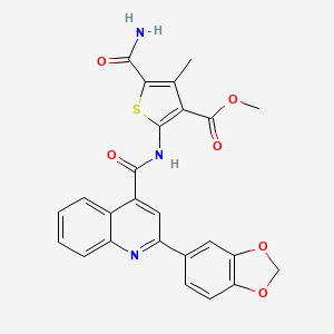 molecular formula C25H19N3O6S B4761496 methyl 5-(aminocarbonyl)-2-({[2-(1,3-benzodioxol-5-yl)-4-quinolinyl]carbonyl}amino)-4-methyl-3-thiophenecarboxylate 