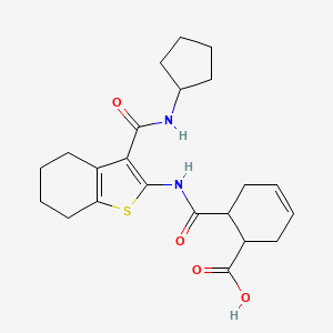 molecular formula C22H28N2O4S B4761534 6-[({3-[(cyclopentylamino)carbonyl]-4,5,6,7-tetrahydro-1-benzothien-2-yl}amino)carbonyl]-3-cyclohexene-1-carboxylic acid 