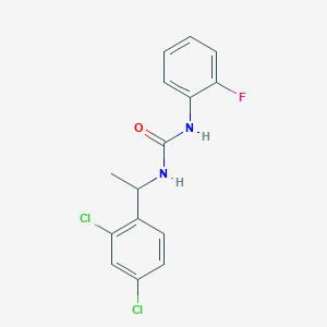 molecular formula C15H13Cl2FN2O B4761578 N-[1-(2,4-dichlorophenyl)ethyl]-N'-(2-fluorophenyl)urea 