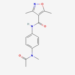 molecular formula C15H17N3O3 B4761584 N-{4-[acetyl(methyl)amino]phenyl}-3,5-dimethyl-4-isoxazolecarboxamide 