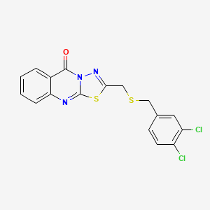 molecular formula C17H11Cl2N3OS2 B4761589 2-{[(3,4-dichlorobenzyl)thio]methyl}-5H-[1,3,4]thiadiazolo[2,3-b]quinazolin-5-one 