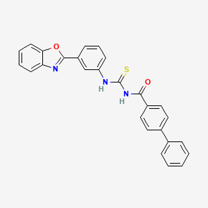 N-({[3-(1,3-benzoxazol-2-yl)phenyl]amino}carbonothioyl)-4-biphenylcarboxamide