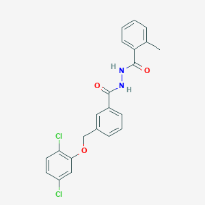 molecular formula C22H18Cl2N2O3 B4761619 N'-{3-[(2,5-dichlorophenoxy)methyl]benzoyl}-2-methylbenzohydrazide 