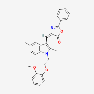 4-({1-[2-(2-methoxyphenoxy)ethyl]-2,5-dimethyl-1H-indol-3-yl}methylene)-2-phenyl-1,3-oxazol-5(4H)-one