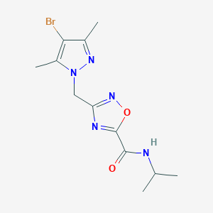 molecular formula C12H16BrN5O2 B4761635 3-[(4-bromo-3,5-dimethyl-1H-pyrazol-1-yl)methyl]-N-isopropyl-1,2,4-oxadiazole-5-carboxamide 
