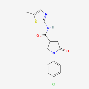 molecular formula C15H14ClN3O2S B4761644 1-(4-chlorophenyl)-N-(5-methyl-1,3-thiazol-2-yl)-5-oxo-3-pyrrolidinecarboxamide 