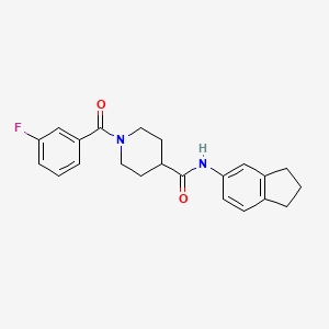 molecular formula C22H23FN2O2 B4761650 N-(2,3-dihydro-1H-inden-5-yl)-1-(3-fluorobenzoyl)-4-piperidinecarboxamide 