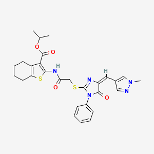 molecular formula C28H29N5O4S2 B4761674 isopropyl 2-{[({4-[(1-methyl-1H-pyrazol-4-yl)methylene]-5-oxo-1-phenyl-4,5-dihydro-1H-imidazol-2-yl}thio)acetyl]amino}-4,5,6,7-tetrahydro-1-benzothiophene-3-carboxylate 