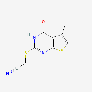 molecular formula C10H9N3OS2 B4761691 [(5,6-dimethyl-4-oxo-3,4-dihydrothieno[2,3-d]pyrimidin-2-yl)thio]acetonitrile 