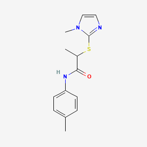 molecular formula C14H17N3OS B4761703 2-[(1-methyl-1H-imidazol-2-yl)thio]-N-(4-methylphenyl)propanamide 