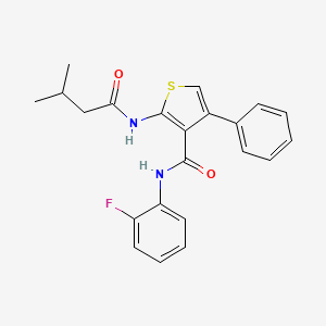 molecular formula C22H21FN2O2S B4761719 N-(2-fluorophenyl)-2-[(3-methylbutanoyl)amino]-4-phenyl-3-thiophenecarboxamide 