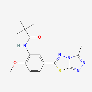 molecular formula C16H19N5O2S B4761739 N-[2-methoxy-5-(3-methyl[1,2,4]triazolo[3,4-b][1,3,4]thiadiazol-6-yl)phenyl]-2,2-dimethylpropanamide 