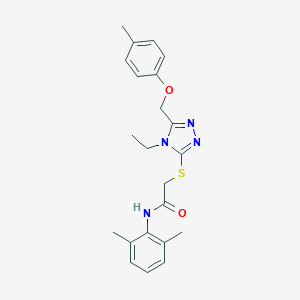 molecular formula C22H26N4O2S B476174 N-(2,6-dimethylphenyl)-2-[[4-ethyl-5-[(4-methylphenoxy)methyl]-1,2,4-triazol-3-yl]sulfanyl]acetamide CAS No. 723298-31-5