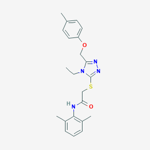 molecular formula C22H26N4O2S B476174 N-(2,6-dimethylphenyl)-2-({4-ethyl-5-[(4-methylphenoxy)methyl]-4H-1,2,4-triazol-3-yl}thio)acetamide CAS No. 723298-31-5