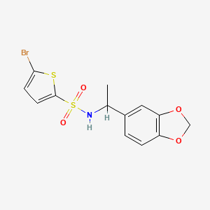 molecular formula C13H12BrNO4S2 B4761765 N-[1-(1,3-benzodioxol-5-yl)ethyl]-5-bromo-2-thiophenesulfonamide 