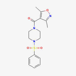 molecular formula C16H19N3O4S B4761785 1-[(3,5-dimethyl-4-isoxazolyl)carbonyl]-4-(phenylsulfonyl)piperazine 