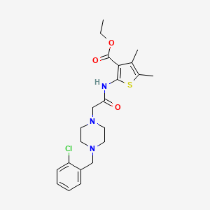 molecular formula C22H28ClN3O3S B4761800 ethyl 2-({[4-(2-chlorobenzyl)-1-piperazinyl]acetyl}amino)-4,5-dimethyl-3-thiophenecarboxylate 